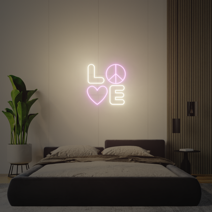 LOVE AND PEACE 3D PRINTED CUSTOM NEON SIGN